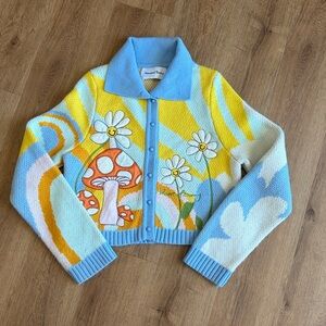 House of Sunny Cardigan Mushroom, Daisy Flower, Rainbow, Sunshine